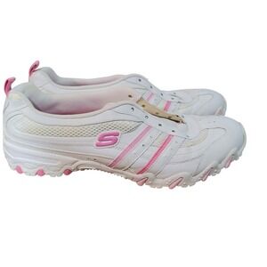 Skechers Compulsions Y2K 2000s Sneakers Womens 9.5 White Pink Leather Lace Up